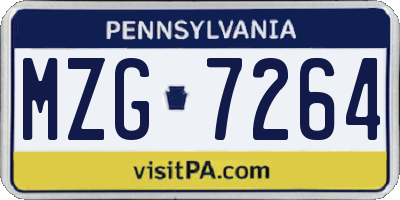 PA license plate MZG7264