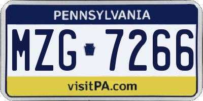 PA license plate MZG7266