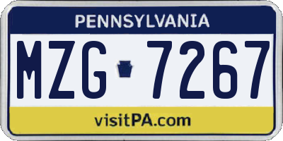 PA license plate MZG7267