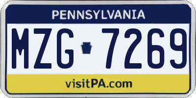 PA license plate MZG7269