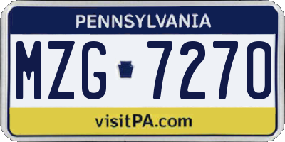 PA license plate MZG7270