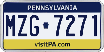 PA license plate MZG7271