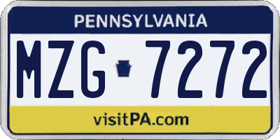 PA license plate MZG7272