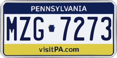 PA license plate MZG7273