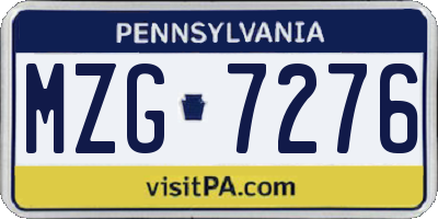 PA license plate MZG7276