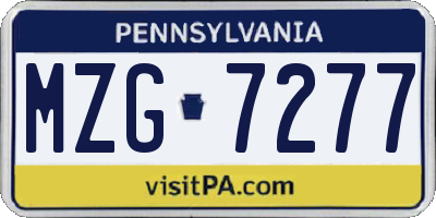 PA license plate MZG7277