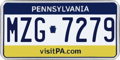 PA license plate MZG7279
