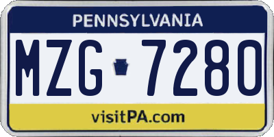 PA license plate MZG7280