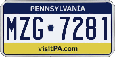 PA license plate MZG7281