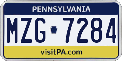 PA license plate MZG7284