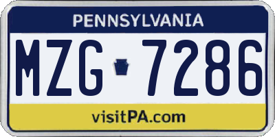 PA license plate MZG7286