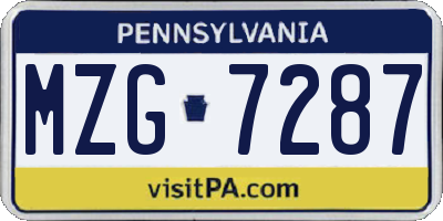 PA license plate MZG7287