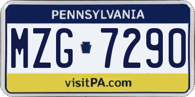 PA license plate MZG7290