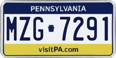 PA license plate MZG7291