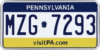 PA license plate MZG7293