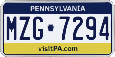 PA license plate MZG7294