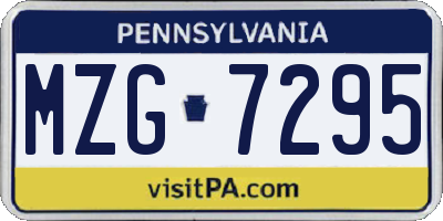 PA license plate MZG7295