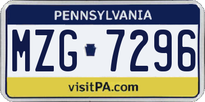 PA license plate MZG7296