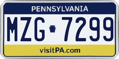 PA license plate MZG7299