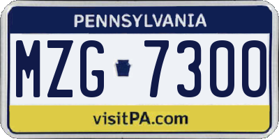 PA license plate MZG7300