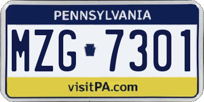PA license plate MZG7301