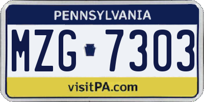 PA license plate MZG7303