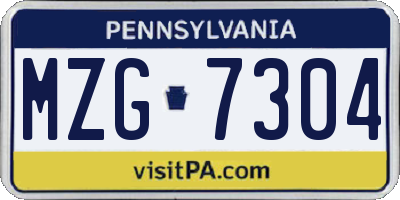 PA license plate MZG7304