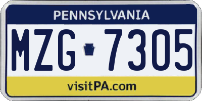 PA license plate MZG7305