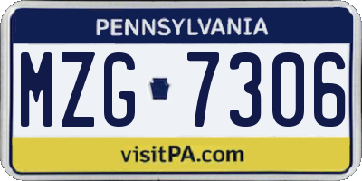 PA license plate MZG7306