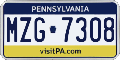 PA license plate MZG7308