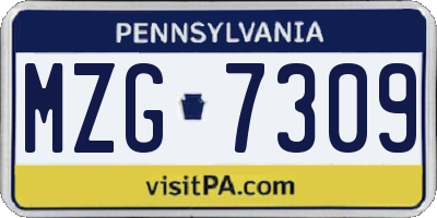 PA license plate MZG7309