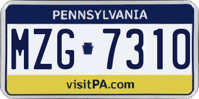 PA license plate MZG7310