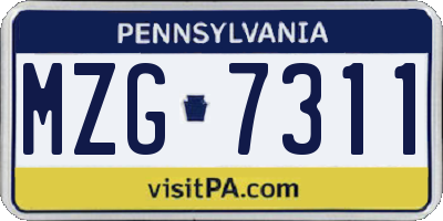 PA license plate MZG7311