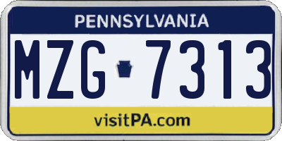 PA license plate MZG7313