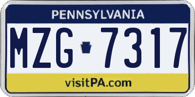 PA license plate MZG7317