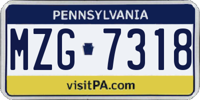 PA license plate MZG7318