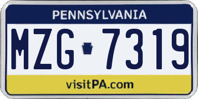 PA license plate MZG7319