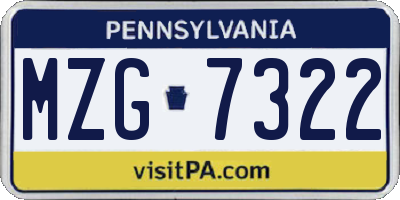 PA license plate MZG7322