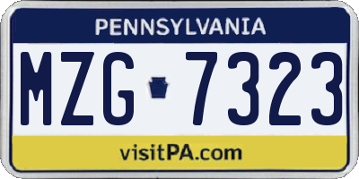 PA license plate MZG7323