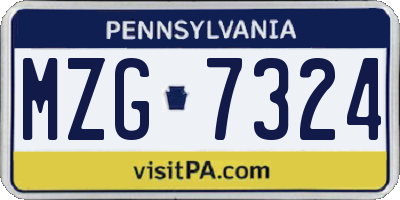 PA license plate MZG7324