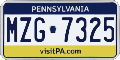 PA license plate MZG7325
