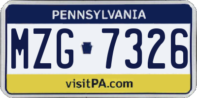PA license plate MZG7326