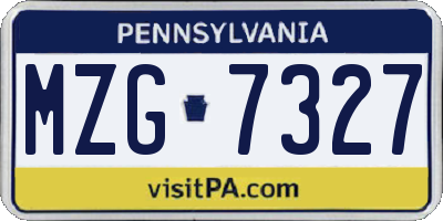 PA license plate MZG7327