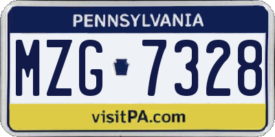 PA license plate MZG7328