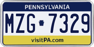 PA license plate MZG7329