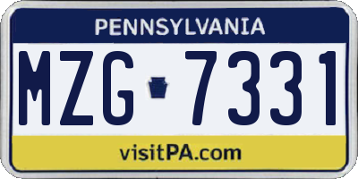 PA license plate MZG7331