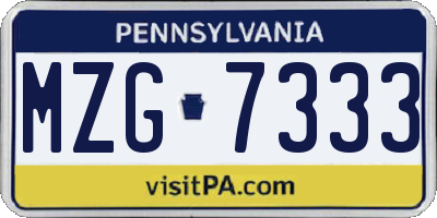 PA license plate MZG7333