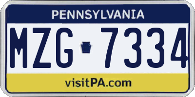 PA license plate MZG7334