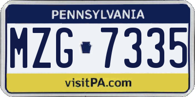 PA license plate MZG7335