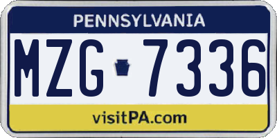 PA license plate MZG7336